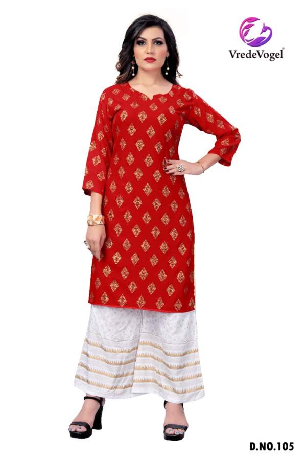 Vv Rimi Ethnic Wear Rayon Gold Print Kurti With Bottom Collection